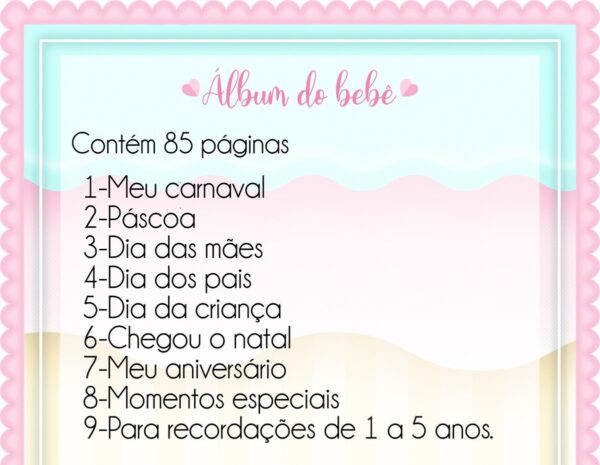 Álbum do Bebê Safari Menina - Arquivo Digital - Imagem 3