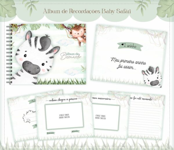 Álbum do Bebê Safari Menino - Arquivo Digital