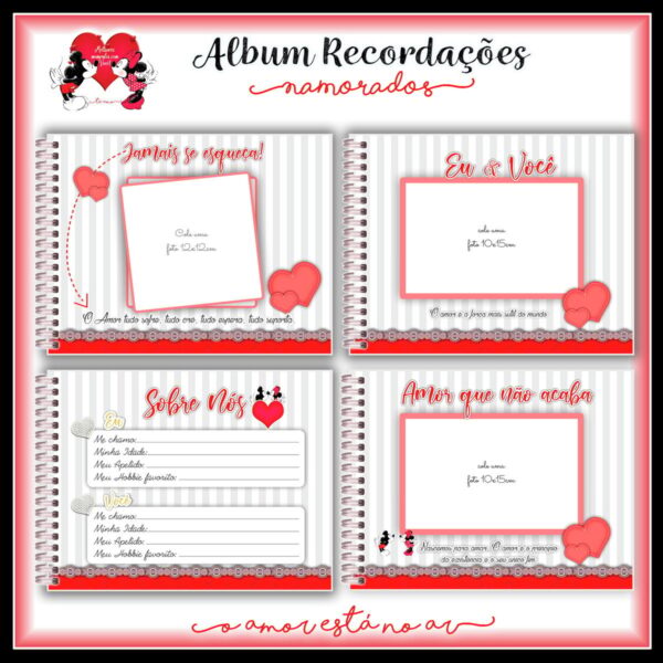 Álbum e Diário Dia dos Namorados Minnie e Mickey-Arq.Digital - Imagem 2