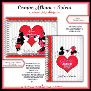 album e diario dia dos namorados minnie e mickey arq digital papelaria personalizada 1