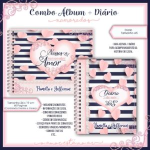 album e diario dia dos namorados rosa e azul arq digital casal 1