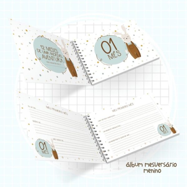 Álbum Mesversário Menino - Arquivo Digital - Imagem 3