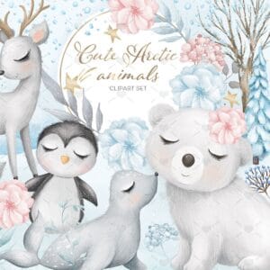 Animais Fofos Do Artico Kit Digital Ilustracoes Png Cute 6