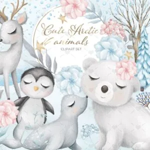 Animais Fofos Do Artico Kit Digital Ilustracoes Png Cute 6