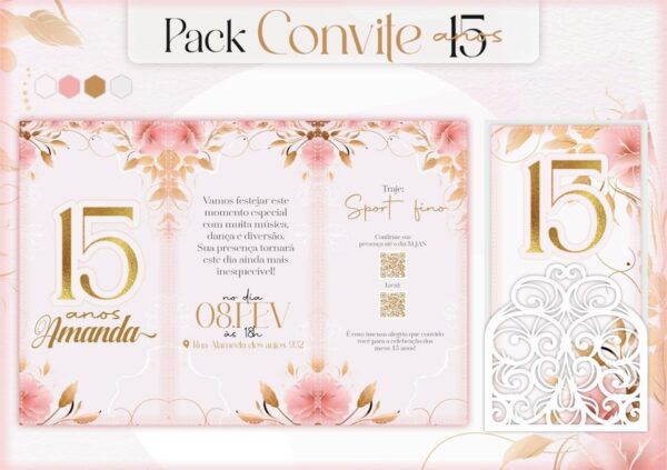 Arquivo de Corte Convites 15 Anos - Studio e pdf