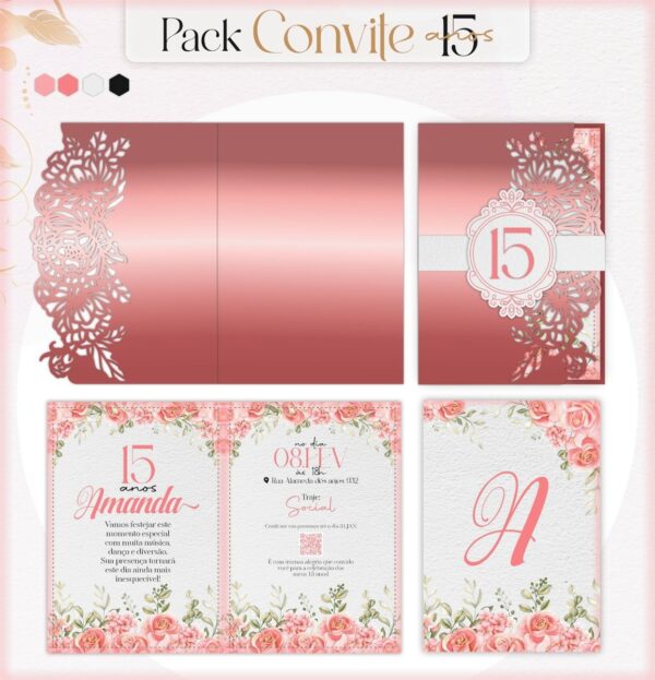 Arquivo de Corte Convites 15 Anos - Studio e pdf - Imagem 3
