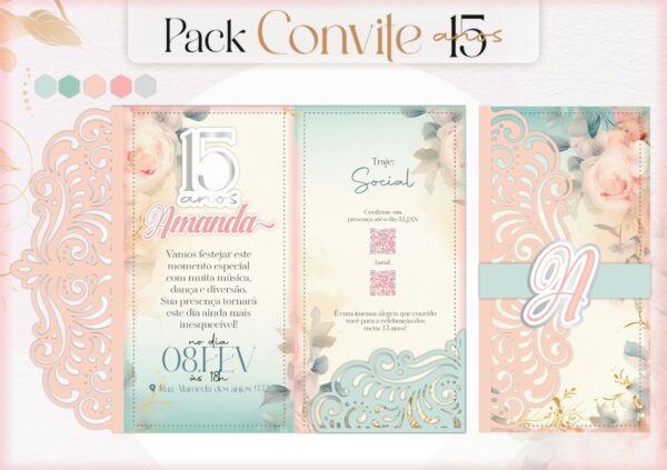 Arquivo de Corte Convites 15 Anos - Studio e pdf - Imagem 2