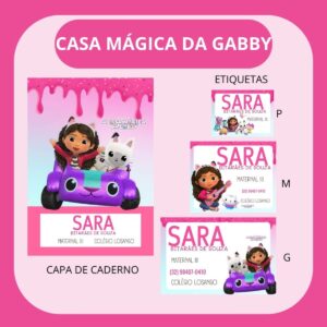 Arquivo de Corte Etiqueta Escolar a Casa Mágica da Gabby