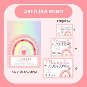 arquivo de corte etiqueta escolar arco iris etiquetas