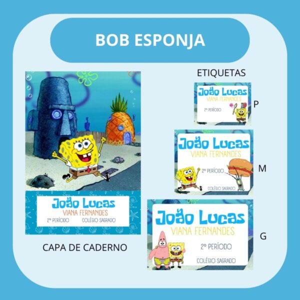 Arquivo de Corte Etiqueta Escolar Bob Esponja