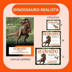 arquivo de corte etiqueta escolar dinossauro realista escolar