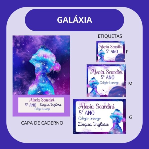 Arquivo de Corte Etiqueta Escolar Galáxia