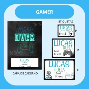 arquivo de corte etiqueta escolar gamer personalizacao
