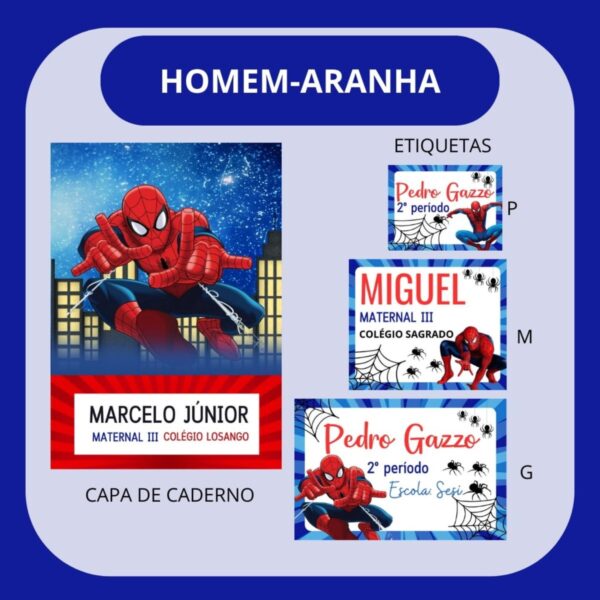 Arquivo de Corte Etiqueta Escolar Homem Aranha