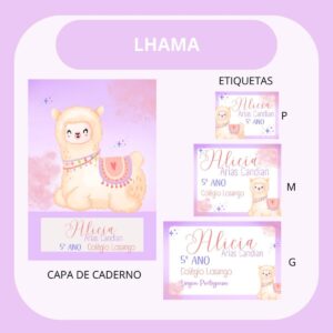 Arquivo de Corte Etiqueta Escolar Lhama
