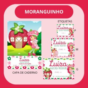 Arquivo de Corte Etiqueta Escolar Moranguinho