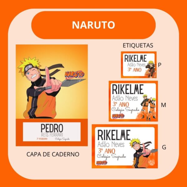 Arquivo de Corte Etiqueta Escolar Naruto