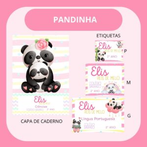 arquivo de corte etiqueta escolar pandinha pack volta as aulas