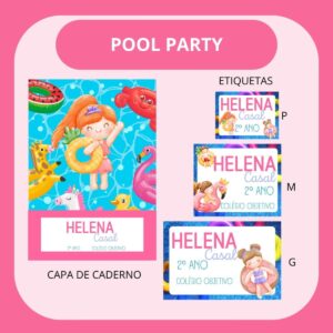 arquivo de corte etiqueta escolar pool party papel e scrapbook