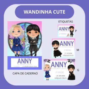 arquivo de corte etiqueta escolar wandinha cute papelaria personalizada