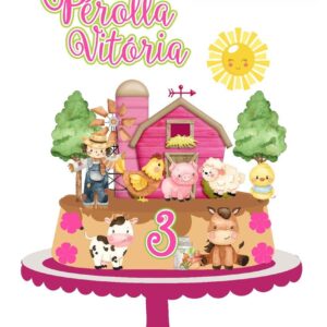 Arquivo de Corte Topo de Bolo Fazendinha Menina