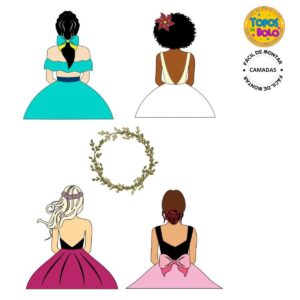 arquivo de corte topo de bolo mulheres de costas topo de bolo