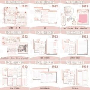 Arquivo Digital Agenda Professora Floral Rosé Gold 2022