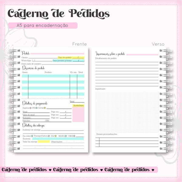 Arquivo Digital Caderno de Pedidos Menina - Imagem 2