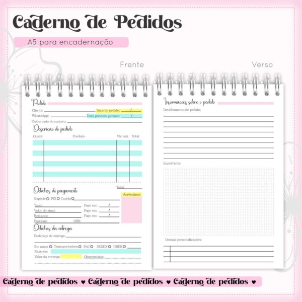 Arquivo Digital Caderno de Pedidos Menina - Imagem 3