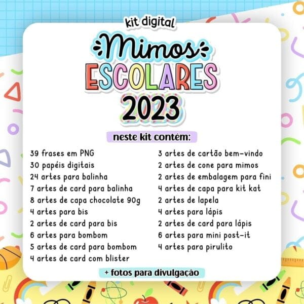 Arquivo Digital Mimos Escolares Artes Em Png Personalizados