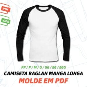 Arquivo Digital Molde Camiseta Raglan Manga Longa Masculina