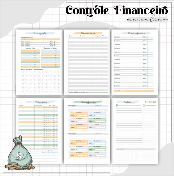 Arquivo Digital Planner Financeiro Masculino - Imagem 5