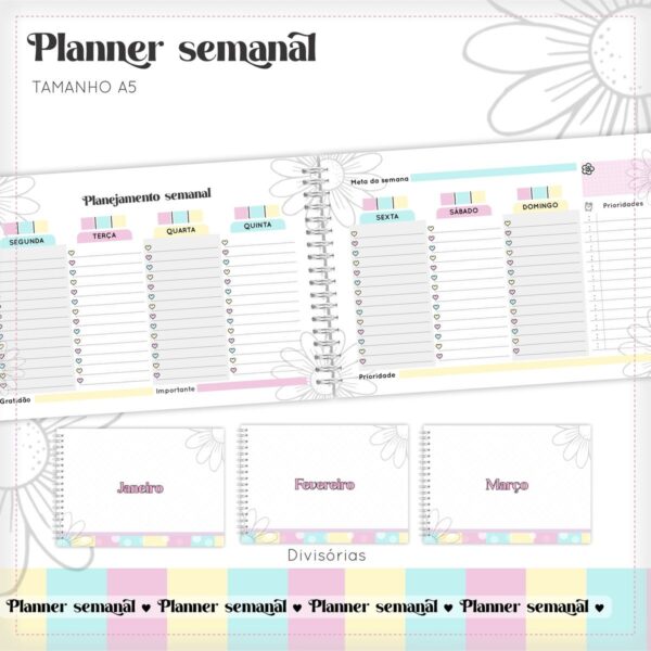 Arquivo Encadernação Planner Semanal - Imagem 3