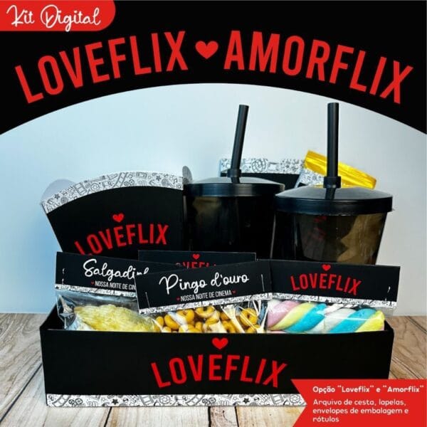 Arquivo Namorados Cesta Loveflix P/ Imprimir Cortar E Montar