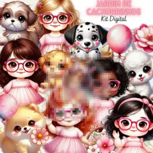 Arquivos Digitais Cachorrinhos 3d Jardim Png Encadernacao