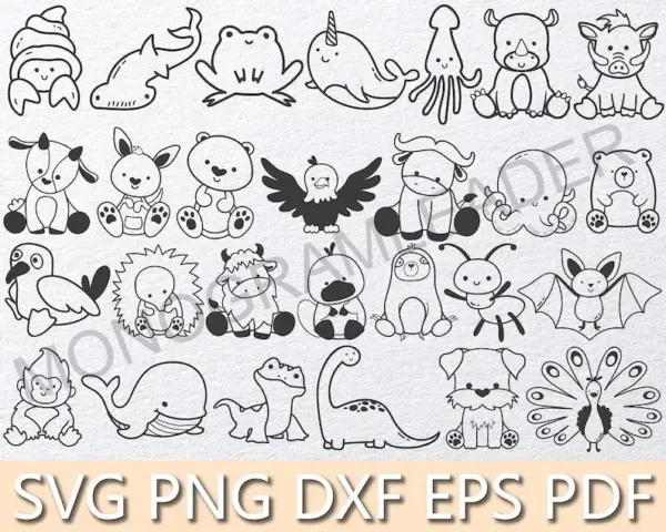 Arquivos Digitais Contorno Animais Png Para Projetos Personalizados 3