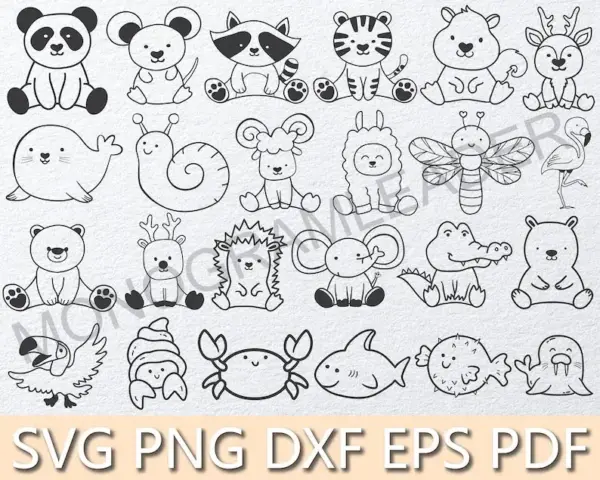 Arquivos Digitais Contorno Animais Png Para Projetos Personalizados