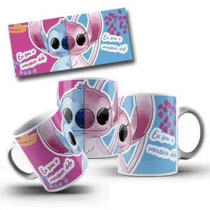 Arquivos Editáveis para Canecas de Casal Stitch e Angel
