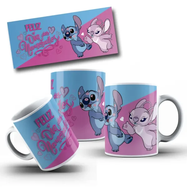 Arquivos Editáveis para Canecas de Casal Stitch e Angel