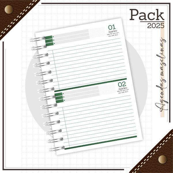 Arquivos Encadernação Caderno Couro Verde - Imagem 2