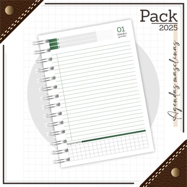 Arquivos Encadernação Caderno Couro Verde - Imagem 3