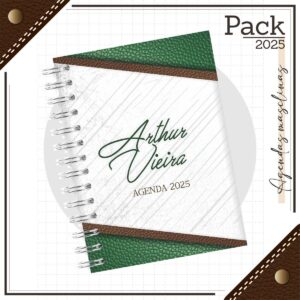arquivos encadernacao caderno couro verde papel e cia