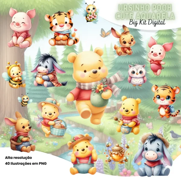 Arquivos PNG do Ursinho Pooh para Decoração e Arte