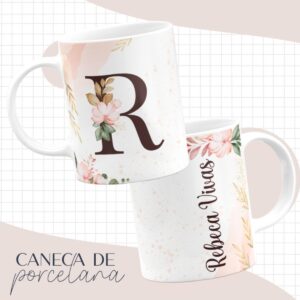arte caneca alfabeto floral arquivo digital scrapbook