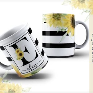 arte caneca alfabeto girassol arquivo digital arte caneca alfabeto girassol