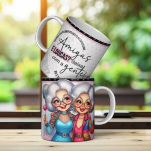 arte caneca amigas velinhas png e corel ilustracao digital