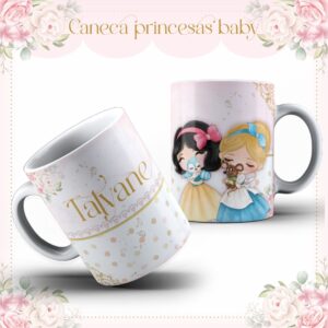 arte caneca baby princesas arquivo digital presente