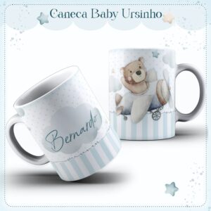 arte caneca baby urso arquivo digital papelaria personalizada
