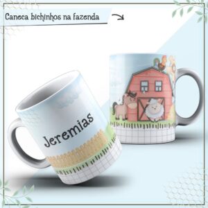 Arte Caneca Bichinhos na Fazenda - Arquivo Digital