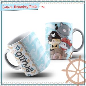 arte caneca bichinhos pirata arquivo digital canecas personalizadas 1